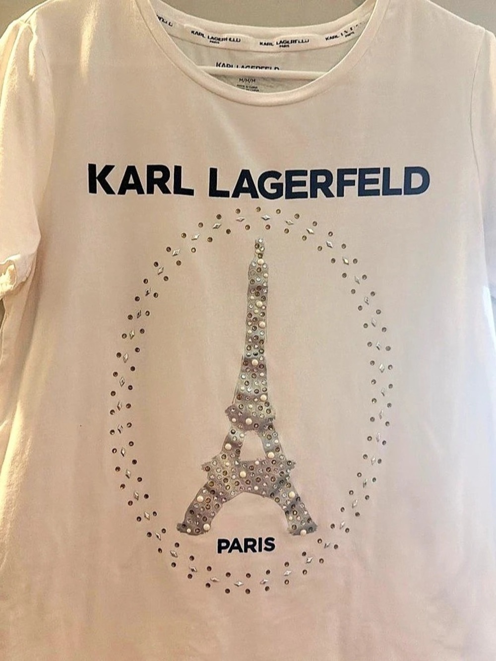Karl Lagerfeld Eiffel Tower Graphic Tee White Size Medium